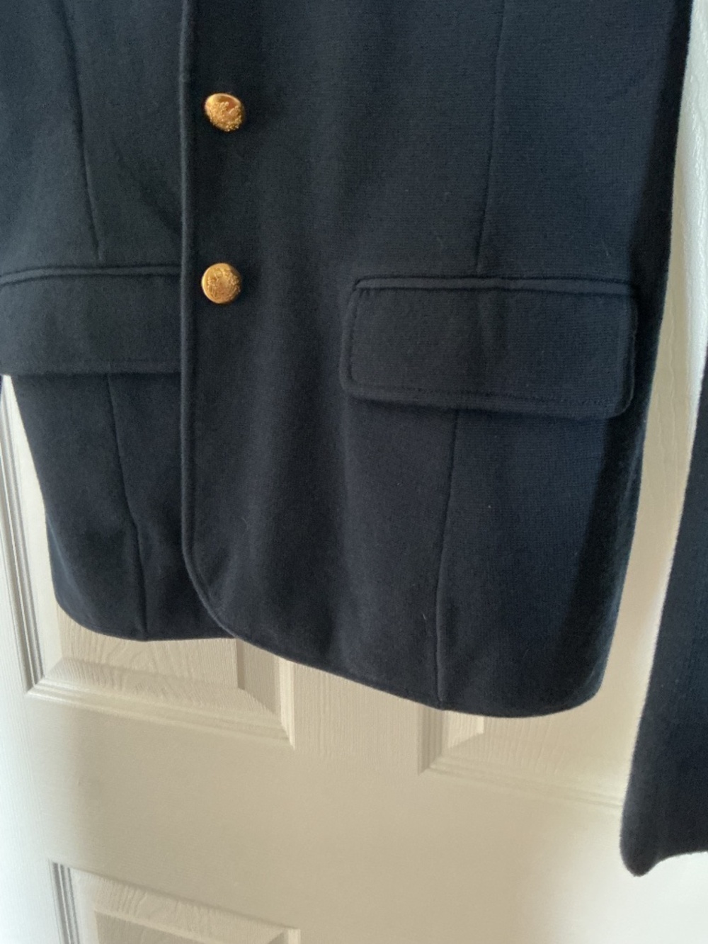 Beautiful Classic Lauren Ralph Lauren Navy Sweater Blazer w/ 3 gold buttons PM - Picture 3 of 8